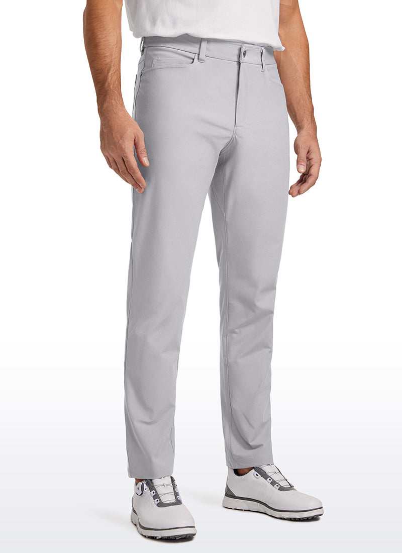 CRZ YOGA Mens Work Slim Fit All-Day Comfort Golf Pants 5 Pockets 32'' Platinum Grey