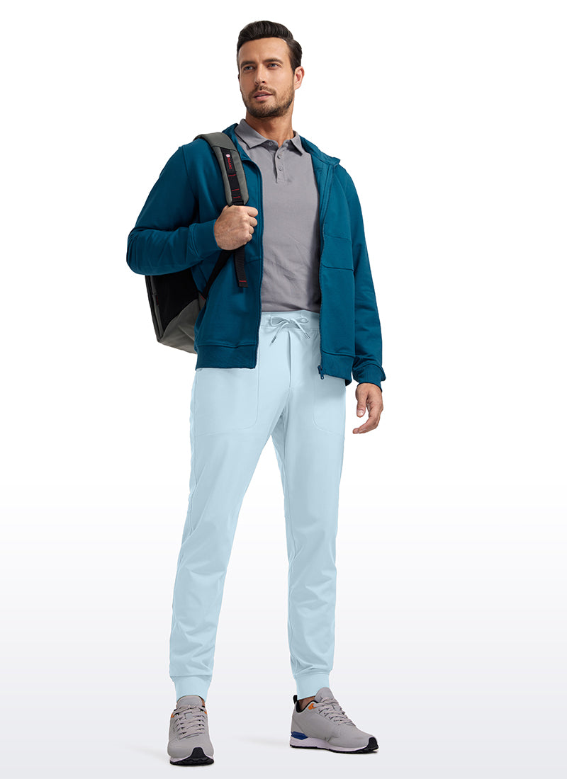 CRZ YOGA Mens Work Slim Fit All-Day Comfort Golf Joggers 30'' Chambray Blue