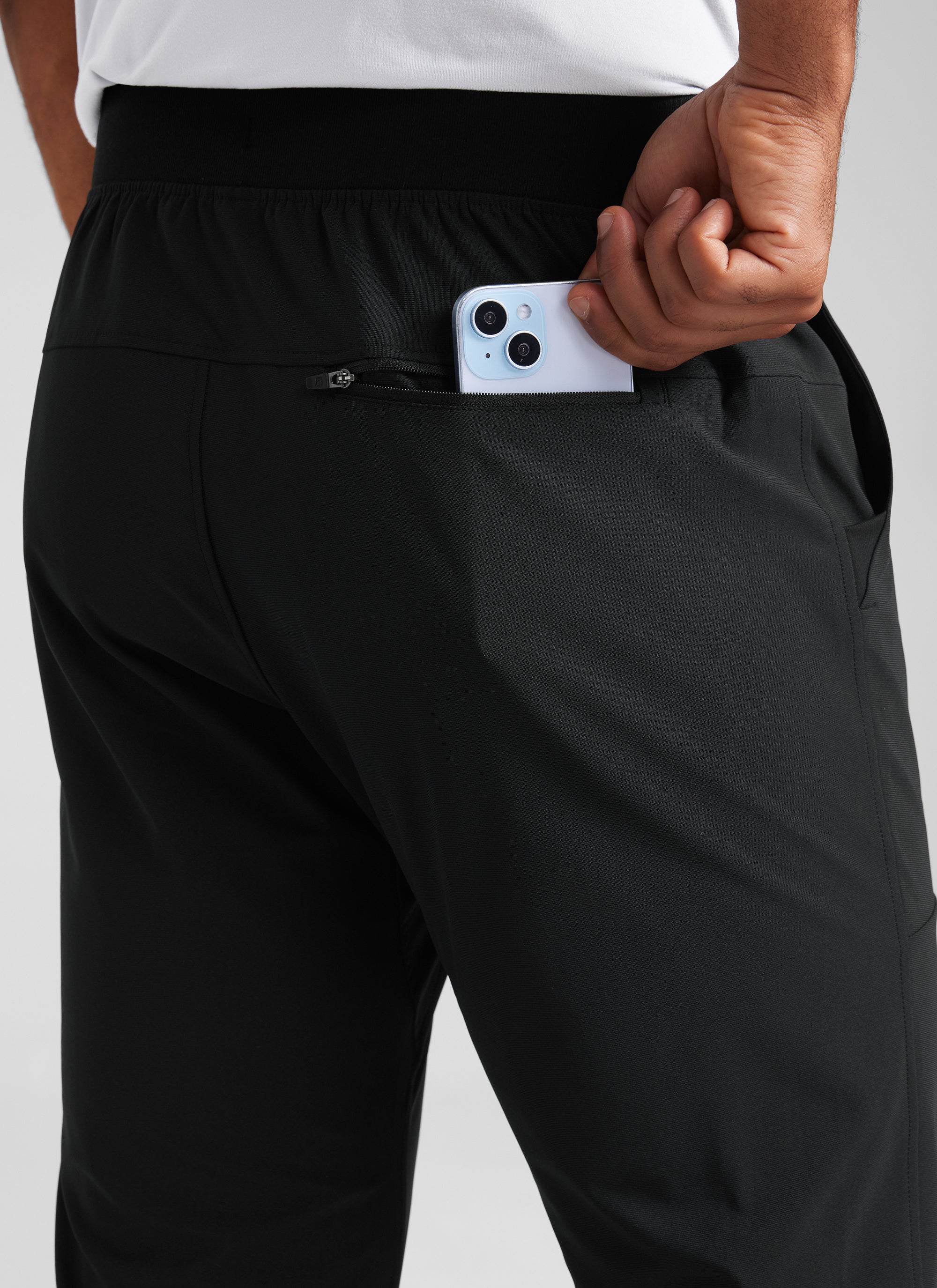 CRZ YOGA Men All Day Comfy Slim-Fit Golf Joggers 32'' with Pockets Black