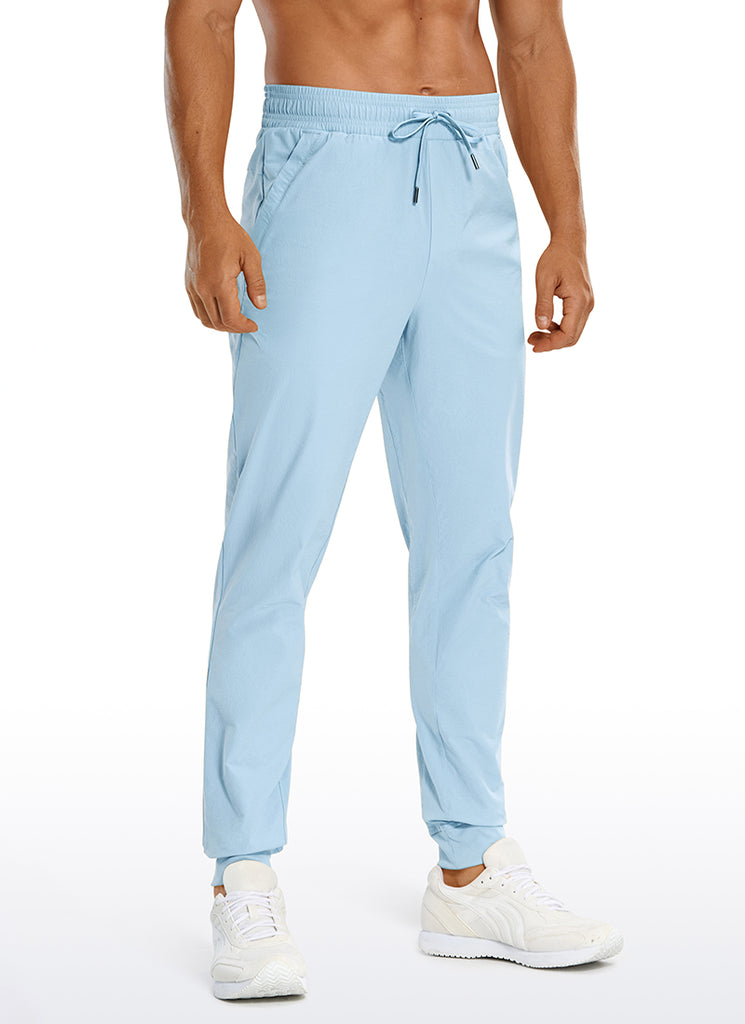 CRZ YOGA Men's Causul Relaxed Fit Lightweight Joggers Zip Pockets 29'' Chambray Blue