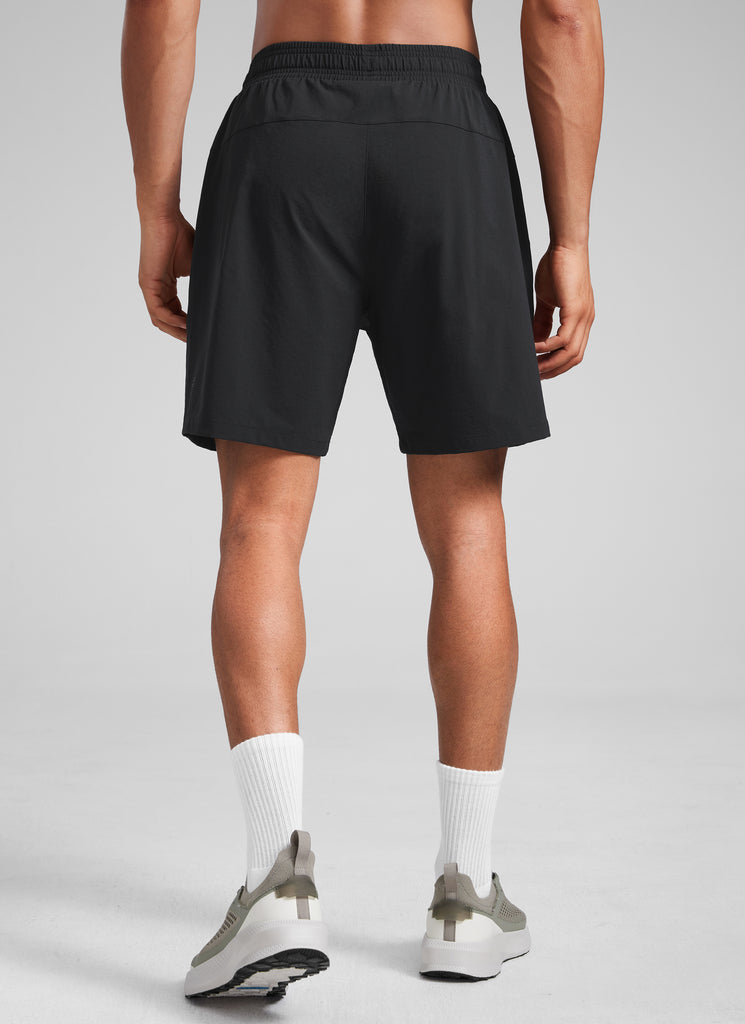 CRZ YOGA Men‘s Workout Water Resistant Short 7" with Zip Pockets Milky White