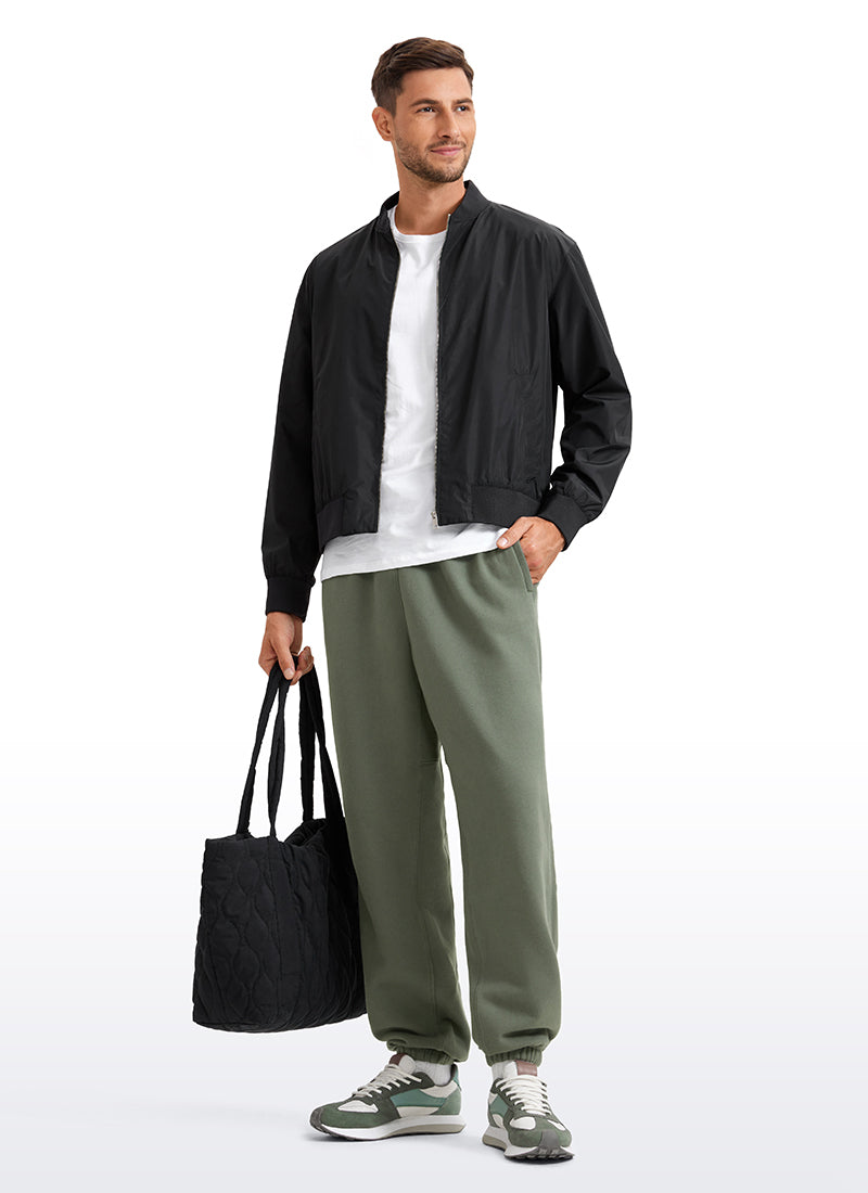 CRZ YOGA Men's Loosed Fit Cotton Fleece Sweatpants with Pockets 32'' Light Army Green