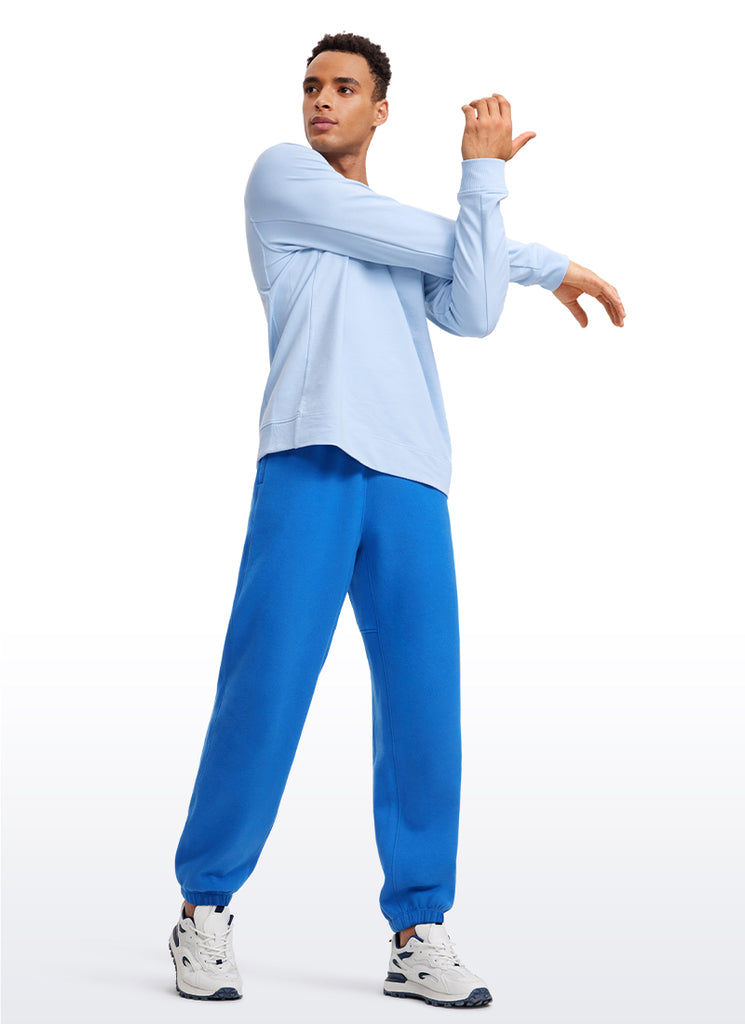 CRZ YOGA Men's Loosed Fit Cotton Fleece Sweatpants with Pockets 32'' Sparkle Blue