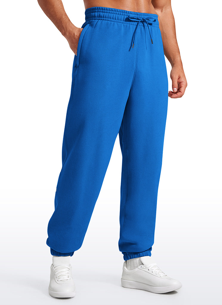 CRZ YOGA Men's Loosed Fit Cotton Fleece Sweatpants with Pockets 32'' Sparkle Blue