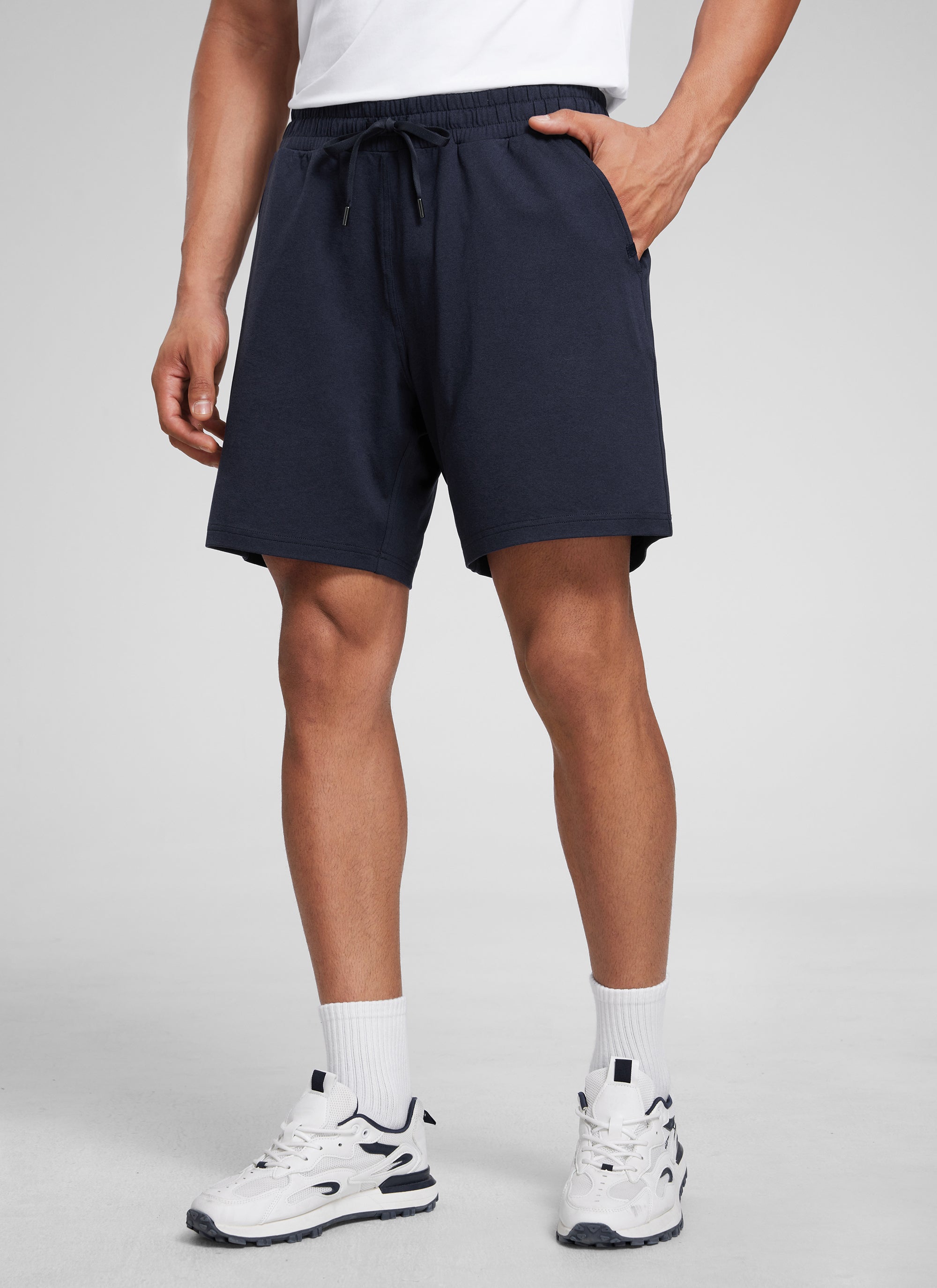 CRZ YOGA Men's Casual Lightweight Sweat Shorts with Pockets Navy
