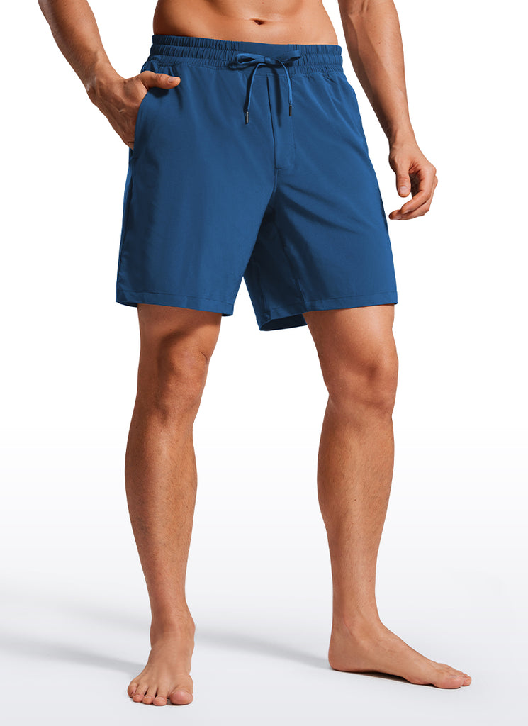 CRZ YOGA Men's Swim Trunks 7'' Mesh Lining with Zipper Pockets Madagascar Blue