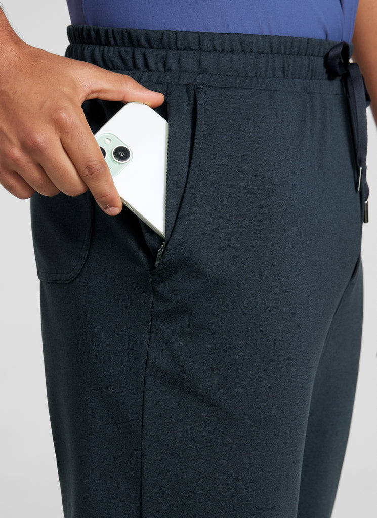 CRZ YOGA Mens Cloud Jersey Joggers 29" with Zipper Pockets Black