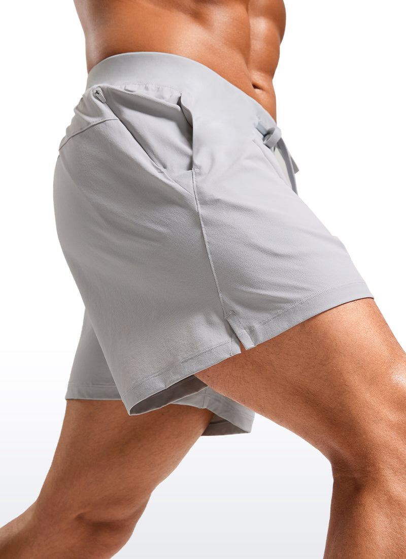 CRZ YOGA Men's Quick Dry Lightweight Gym Shorts with Zipper Pocket Grey Sage