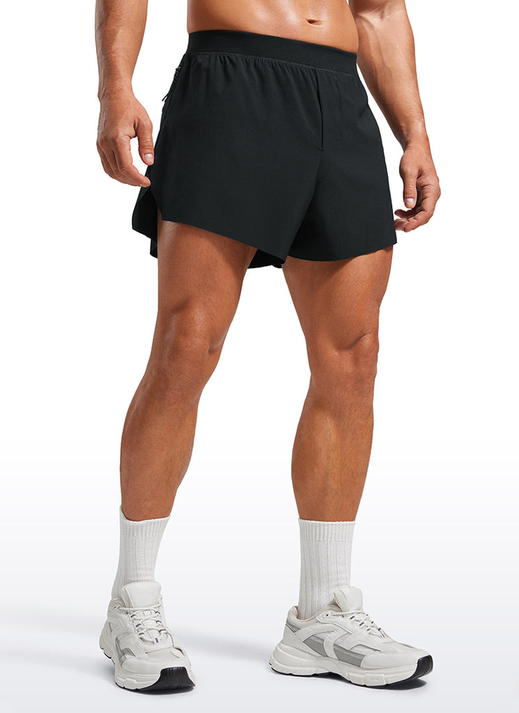 CRZ YOGA Men's 2 in 1 Running Dolphin Quick Dry Zip Pocket Shorts  4'' Black