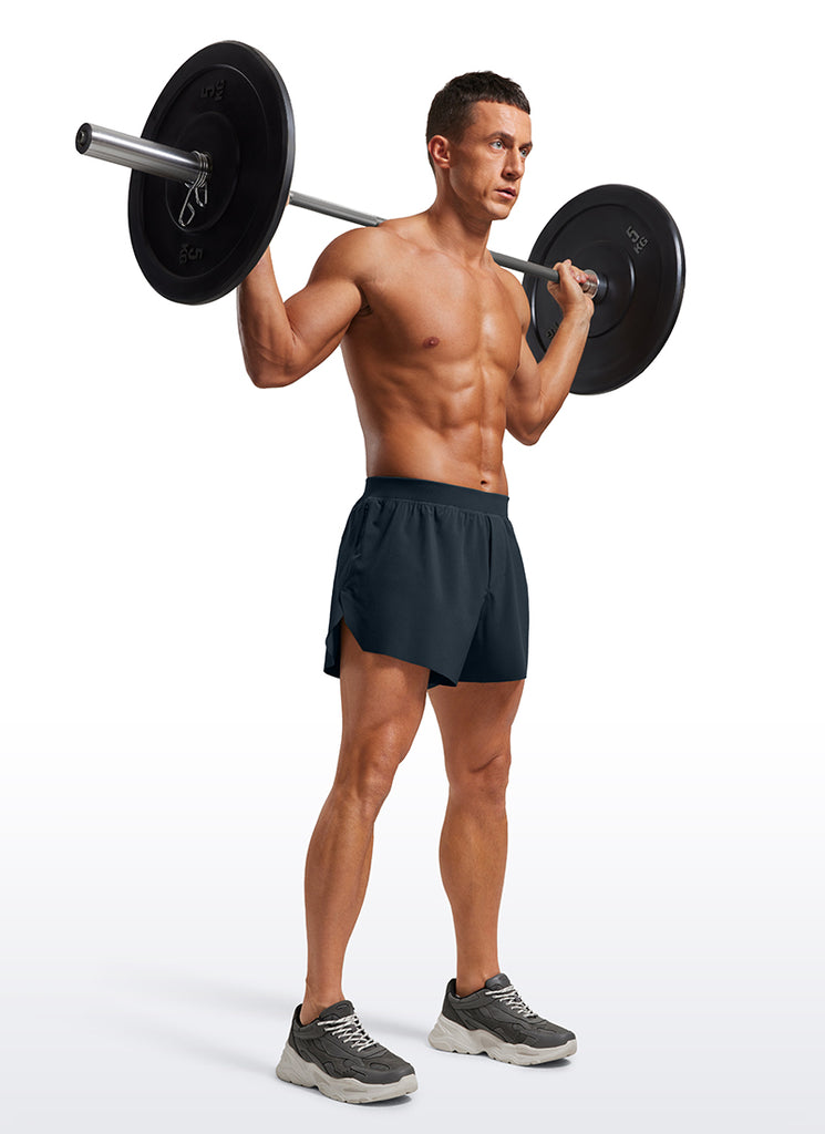 CRZ YOGA Men's 2 in 1 Running Dolphin Quick Dry Zip Pocket Shorts  4'' True Navy