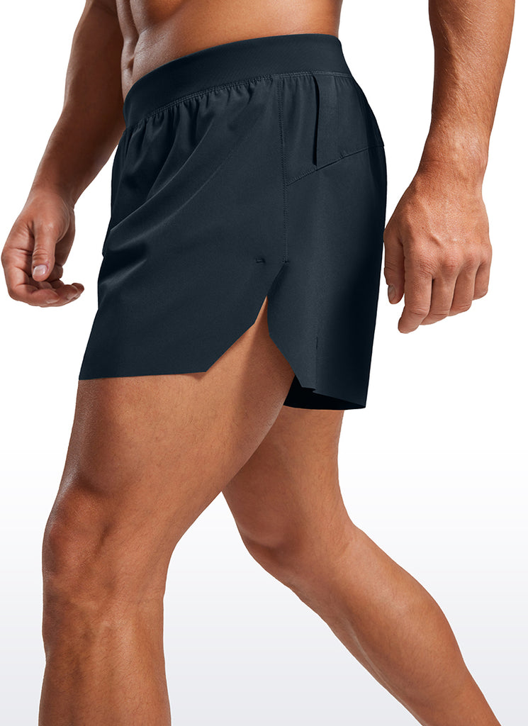 CRZ YOGA Men's 2 in 1 Running Dolphin Quick Dry Zip Pocket Shorts  4'' True Navy