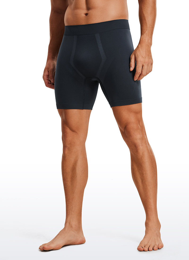 CRZ YOGA Men's Seamless Boxer Briefs Sports Underwear (3-Pack) Black Black True Navy