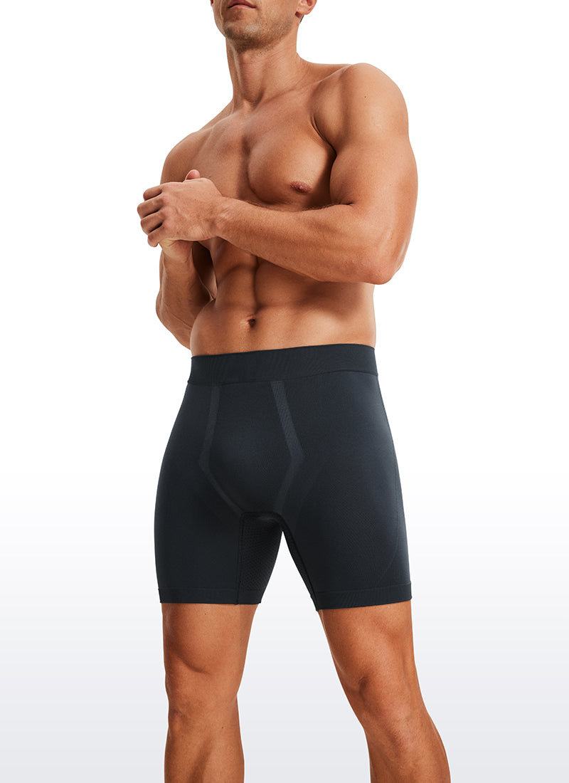 CRZ YOGA Men's Seamless Boxer Briefs Sports Underwear (3-Pack) Black Black True Navy