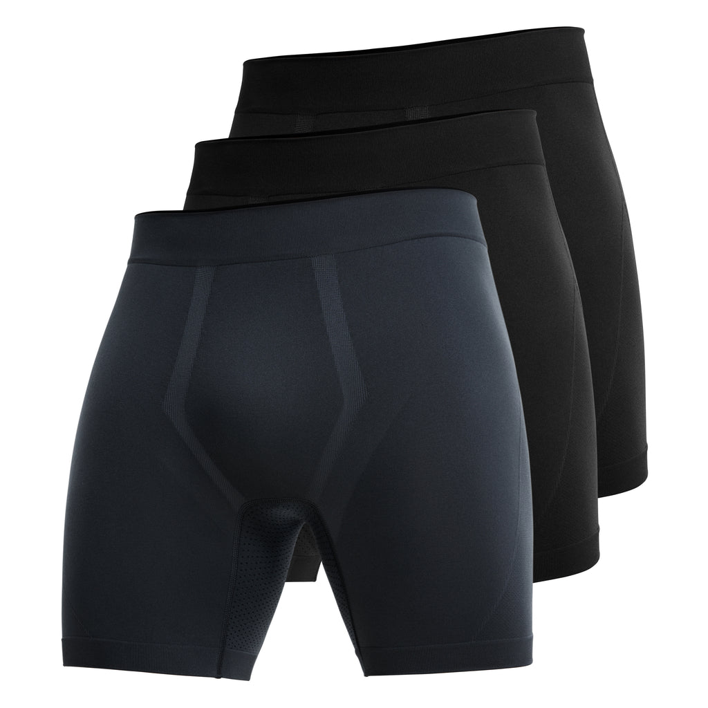 CRZ YOGA Men's Seamless Boxer Briefs Sports Underwear (3-Pack) All Black