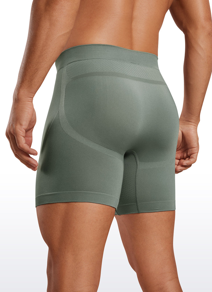 CRZ YOGA Men's Seamless Boxer Briefs Sports Underwear (3-Pack) Grey Sage Slate Blue Gull Gray