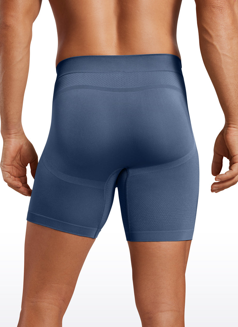 CRZ YOGA Men's Seamless Boxer Briefs Sports Underwear (3-Pack) Green Jade Electric Blue Khali Barley