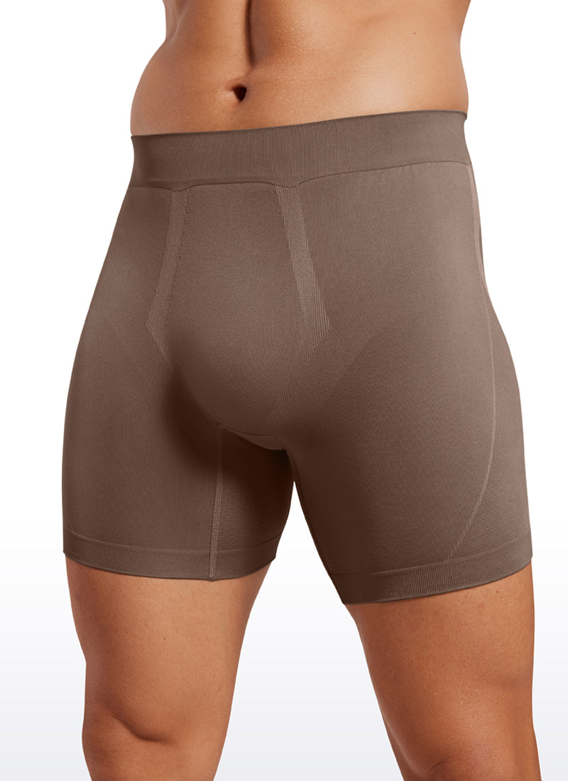 CRZ YOGA Men's Seamless Boxer Briefs Sports Underwear (3-Pack) Red Merlot Brown Rock Dark Chrome