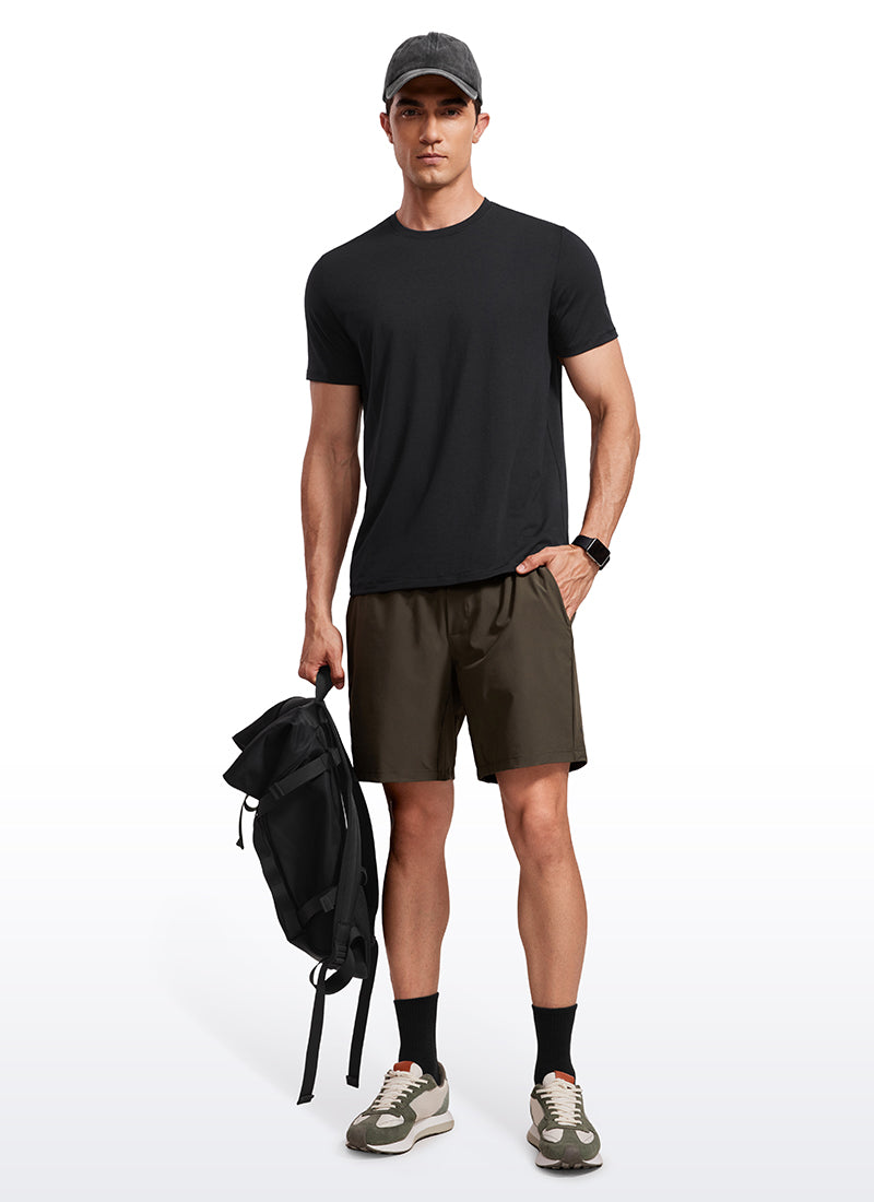 CRZ YOGA Men's Casual Classic Fit Quick Dry Crew Neck Short Sleeves Black