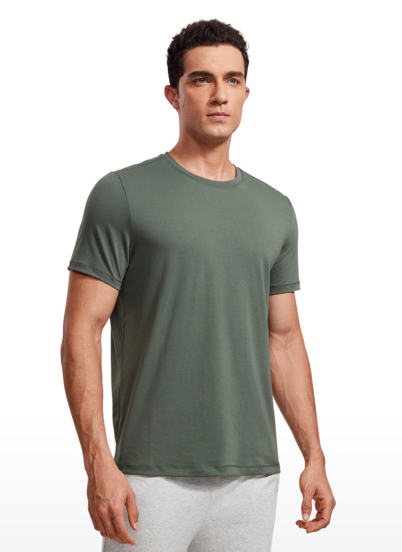 CRZ YOGA Men's Casual Classic Fit Quick Dry Crew Neck Short Sleeves Grey Sage
