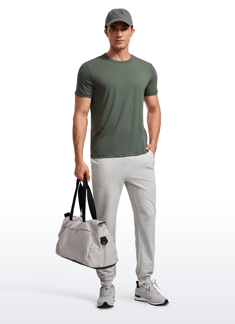 CRZ YOGA Men's Casual Classic Fit Quick Dry Crew Neck Short Sleeves Grey Sage