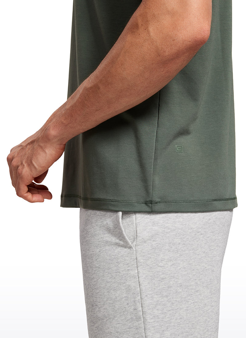 CRZ YOGA Men's Casual Classic Fit Quick Dry Crew Neck Short Sleeves Grey Sage