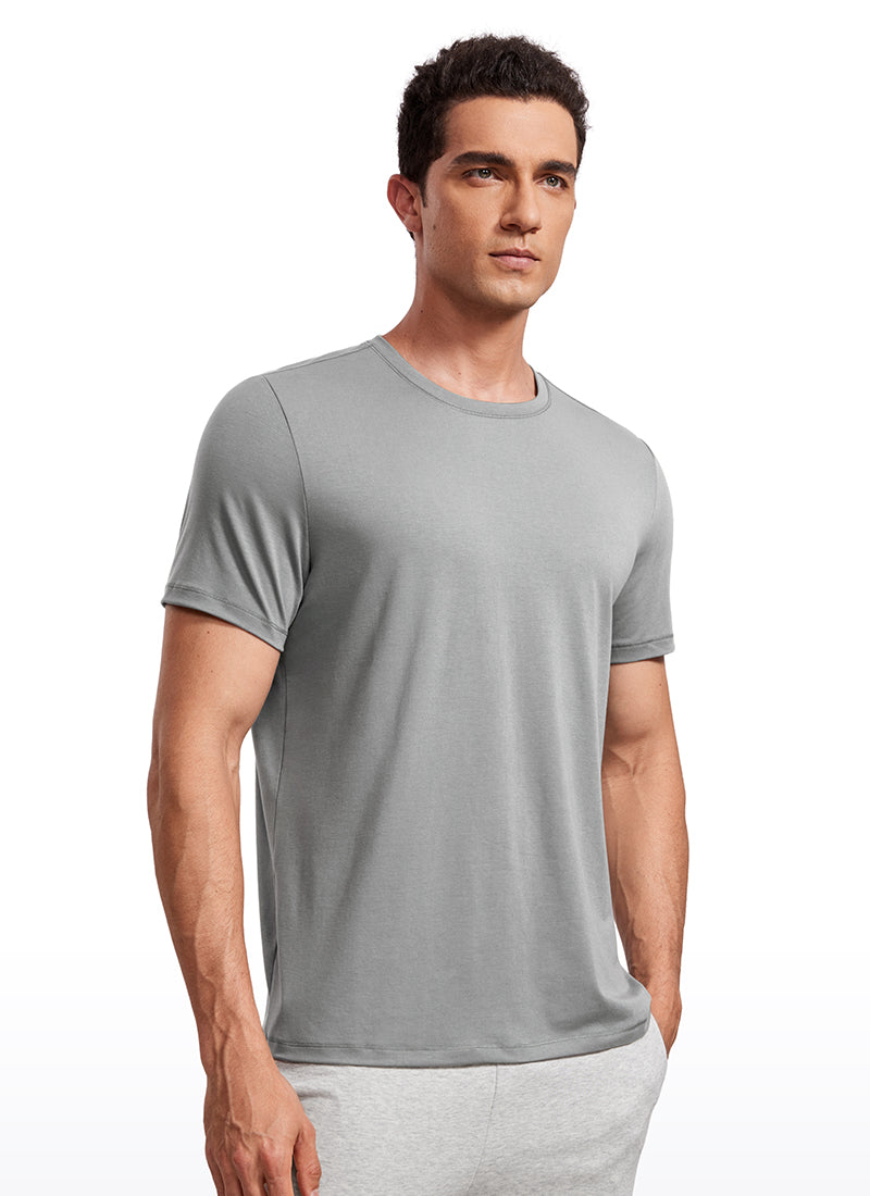 CRZ YOGA Men's Casual Classic Fit Quick Dry Crew Neck Short Sleeves Mysterious Grey