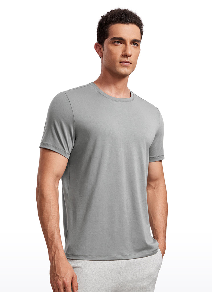 CRZ YOGA Men's Casual Classic Fit Quick Dry Crew Neck Short Sleeves Mysterious Grey