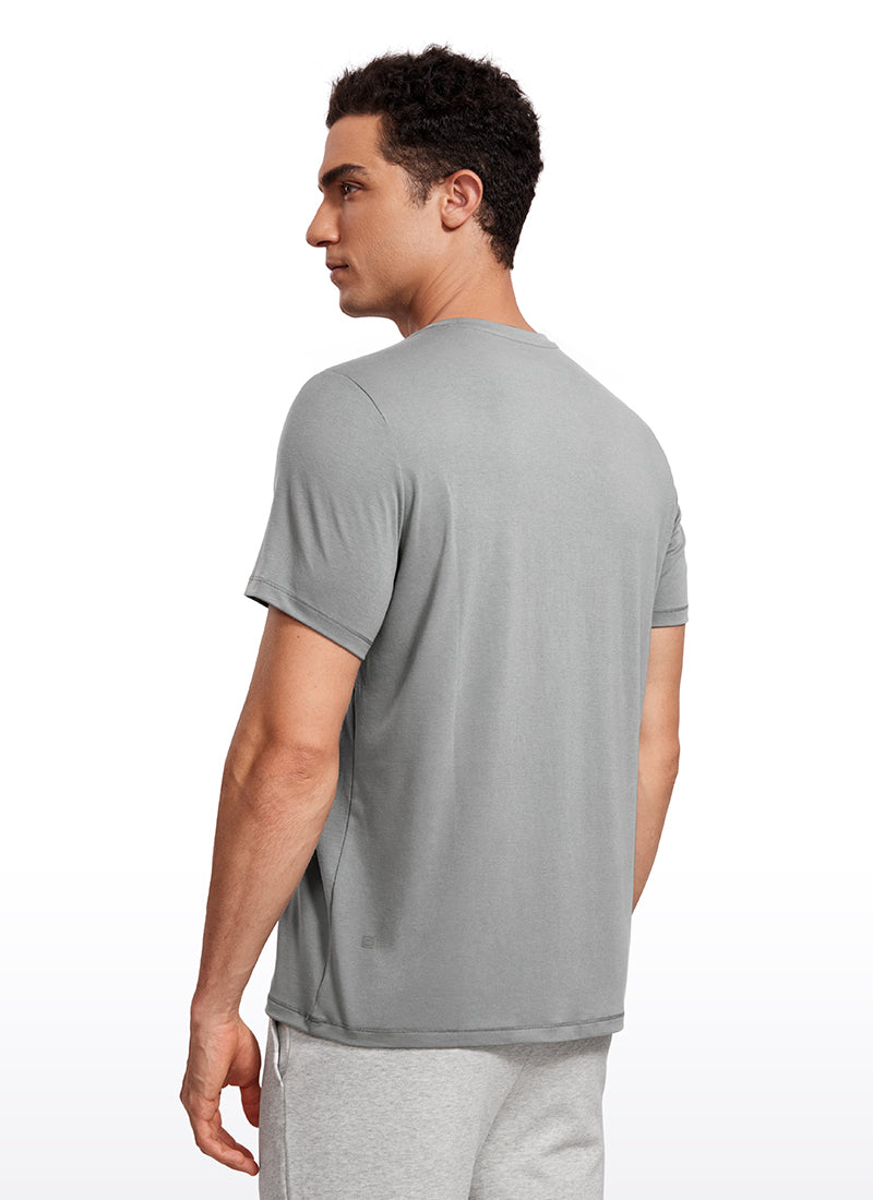 CRZ YOGA Men's Casual Classic Fit Quick Dry Crew Neck Short Sleeves Rhino Grey