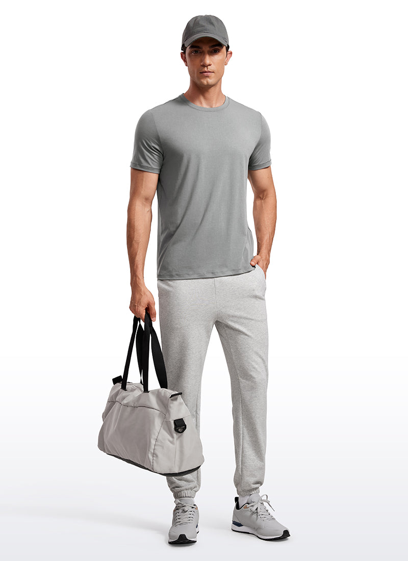CRZ YOGA Men's Casual Classic Fit Quick Dry Crew Neck Short Sleeves Rhino Grey