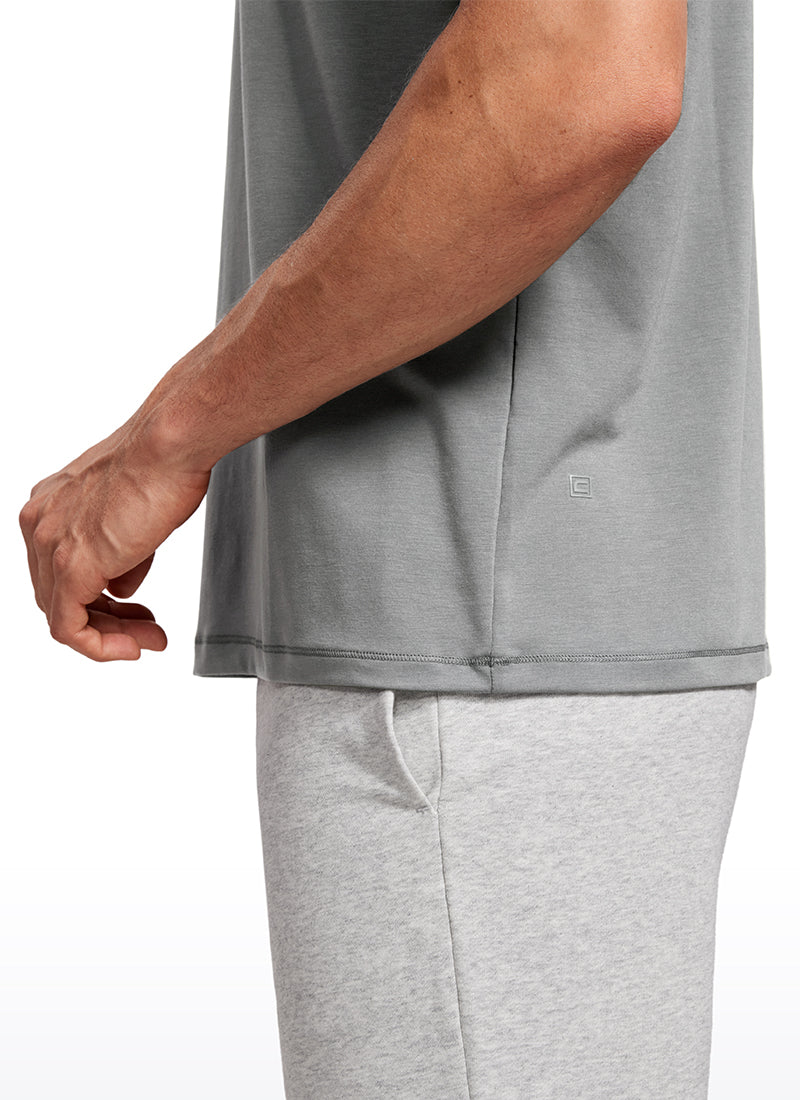 CRZ YOGA Men's Casual Classic Fit Quick Dry Crew Neck Short Sleeves Rhino Grey