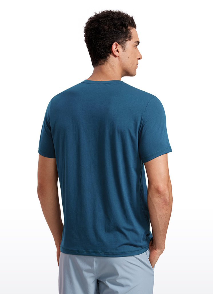 CRZ YOGA Men's Casual Classic Fit Quick Dry Crew Neck Short Sleeves Grey Sage