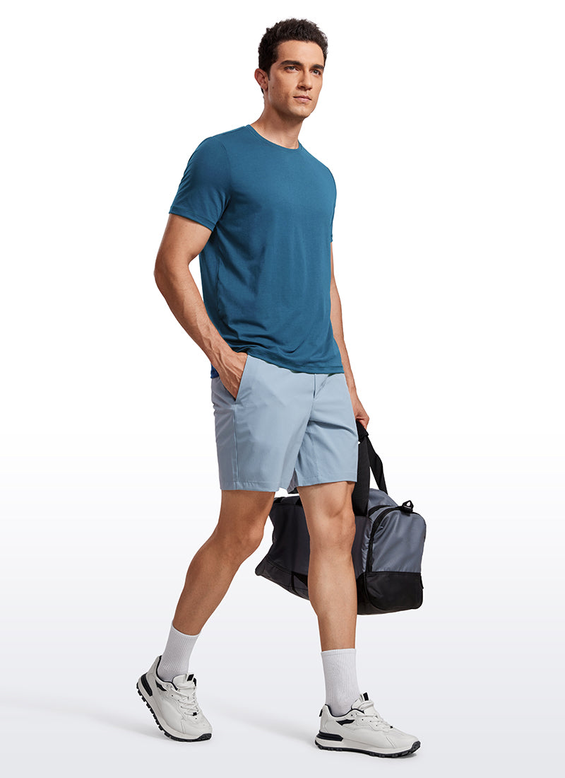 CRZ YOGA Men's Casual Classic Fit Quick Dry Crew Neck Short Sleeves Grey Sage