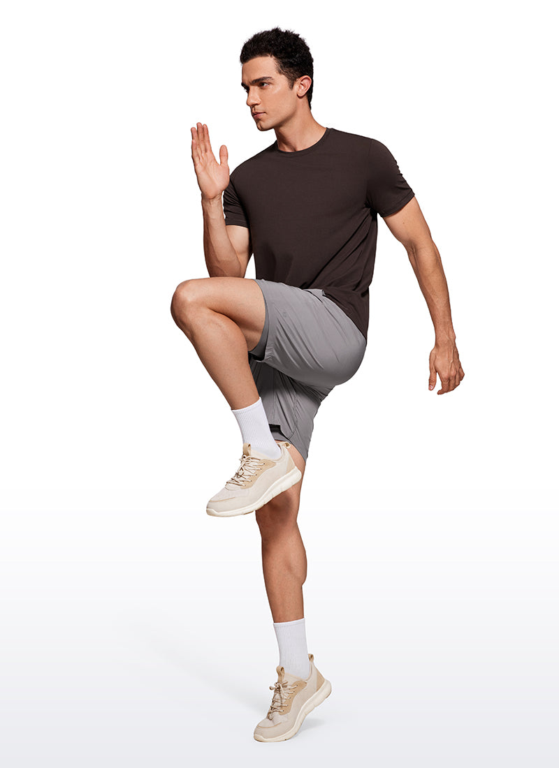CRZ YOGA Men's Casual Classic Fit Quick Dry Crew Neck Short Sleeves Hot Fudge Brown