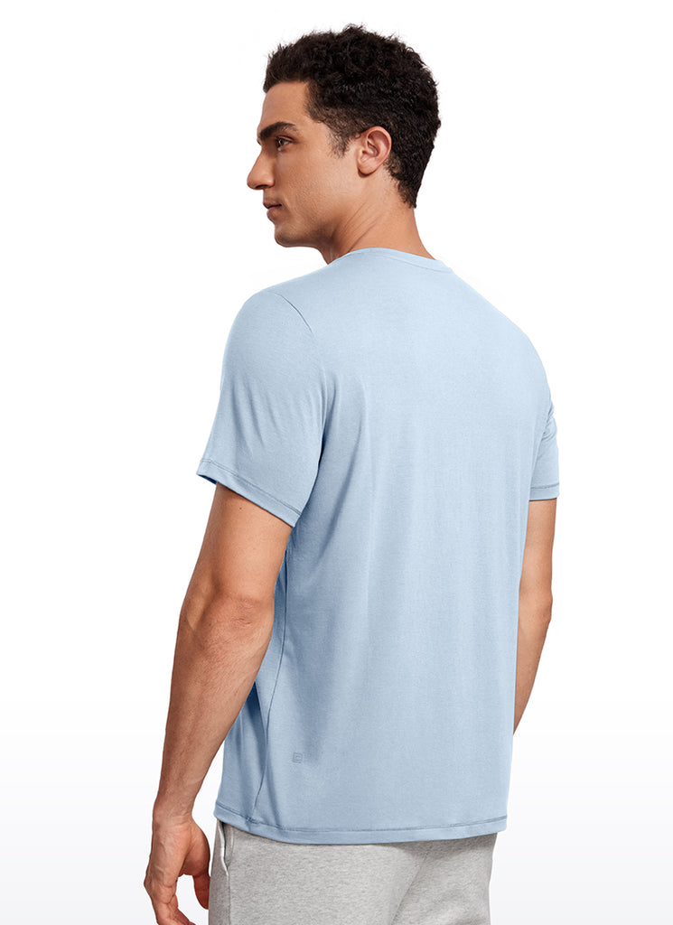 CRZ YOGA Men's Casual Classic Fit Quick Dry Crew Neck Short Sleeves Rhino Grey