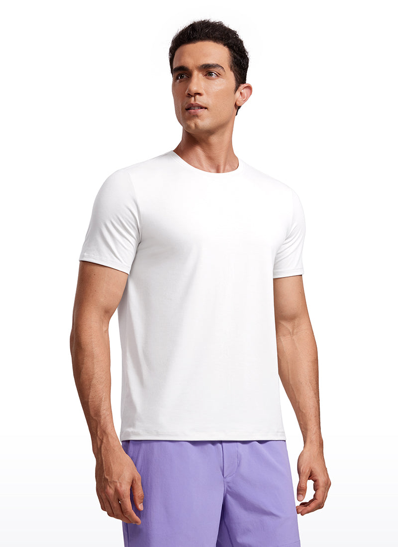 CRZ YOGA Men's Casual Classic Fit Quick Dry Crew Neck Short Sleeves White