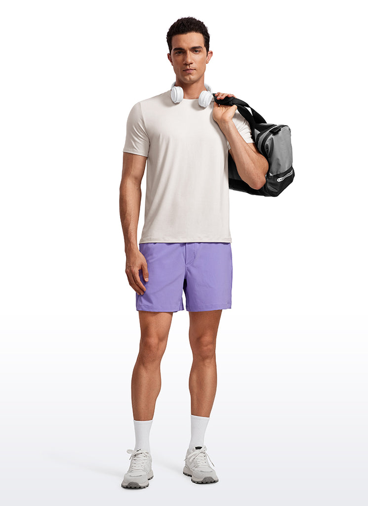 CRZ YOGA Men's Casual Classic Fit Quick Dry Crew Neck Short Sleeves Milky White
