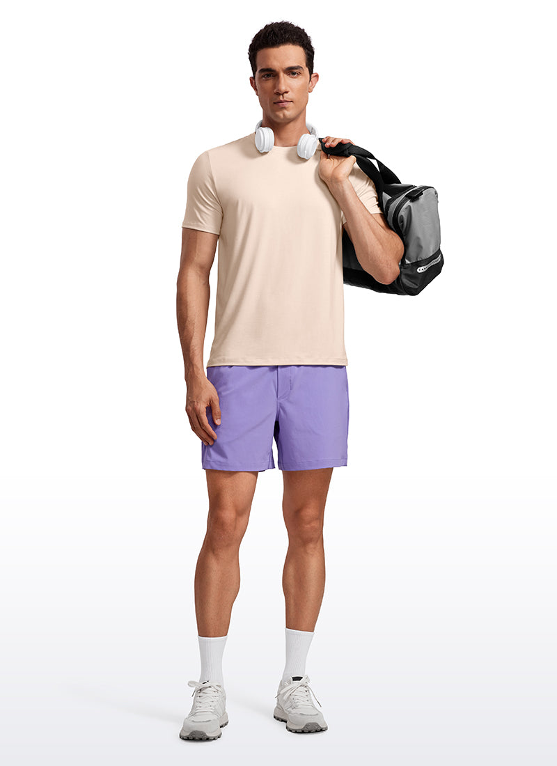 CRZ YOGA Men's Casual Classic Fit Quick Dry Crew Neck Short Sleeves White Opal