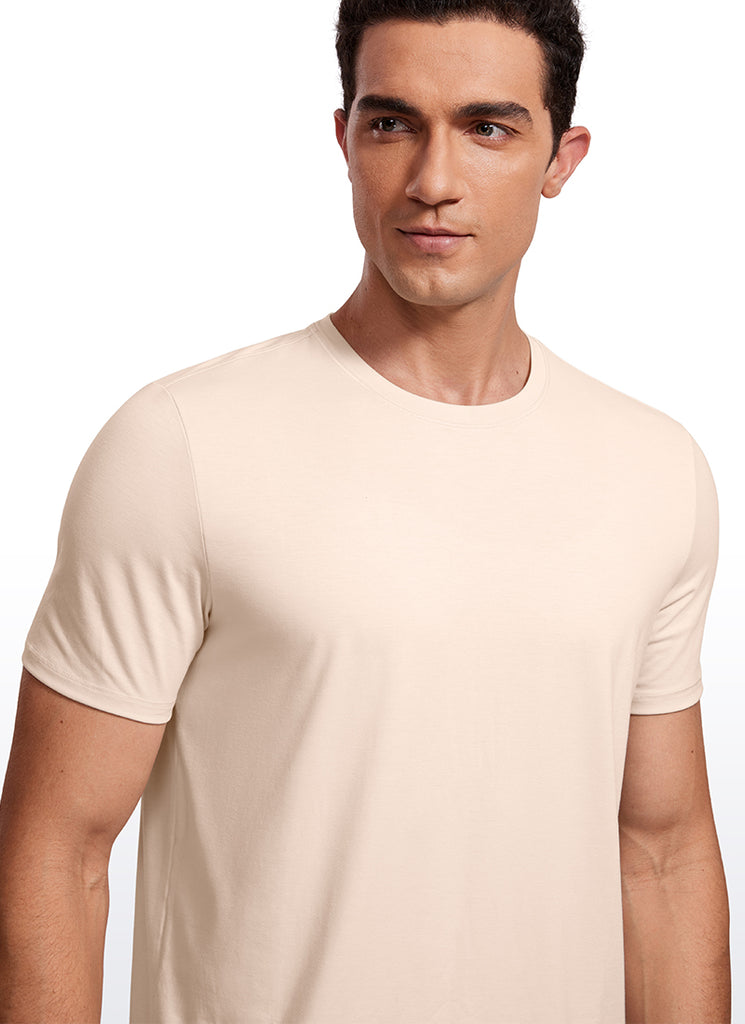 CRZ YOGA Men's Casual Classic Fit Quick Dry Crew Neck Short Sleeves White Opal