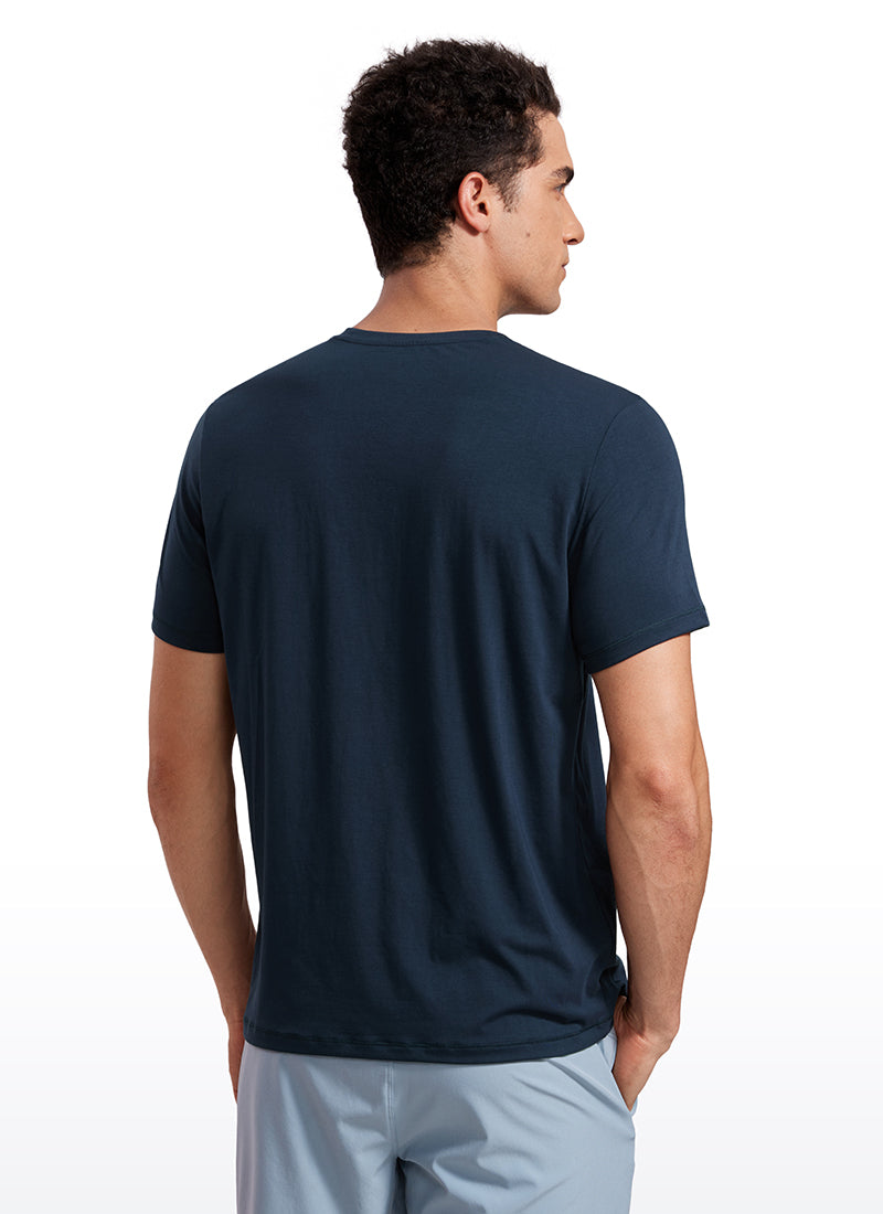 CRZ YOGA Men's Casual Classic Fit Quick Dry Crew Neck Short Sleeves White Opal