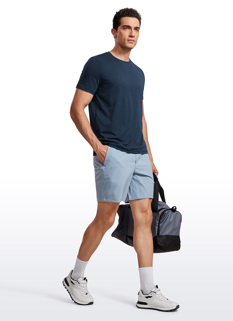 CRZ YOGA Men's Casual Classic Fit Quick Dry Crew Neck Short Sleeves White Opal