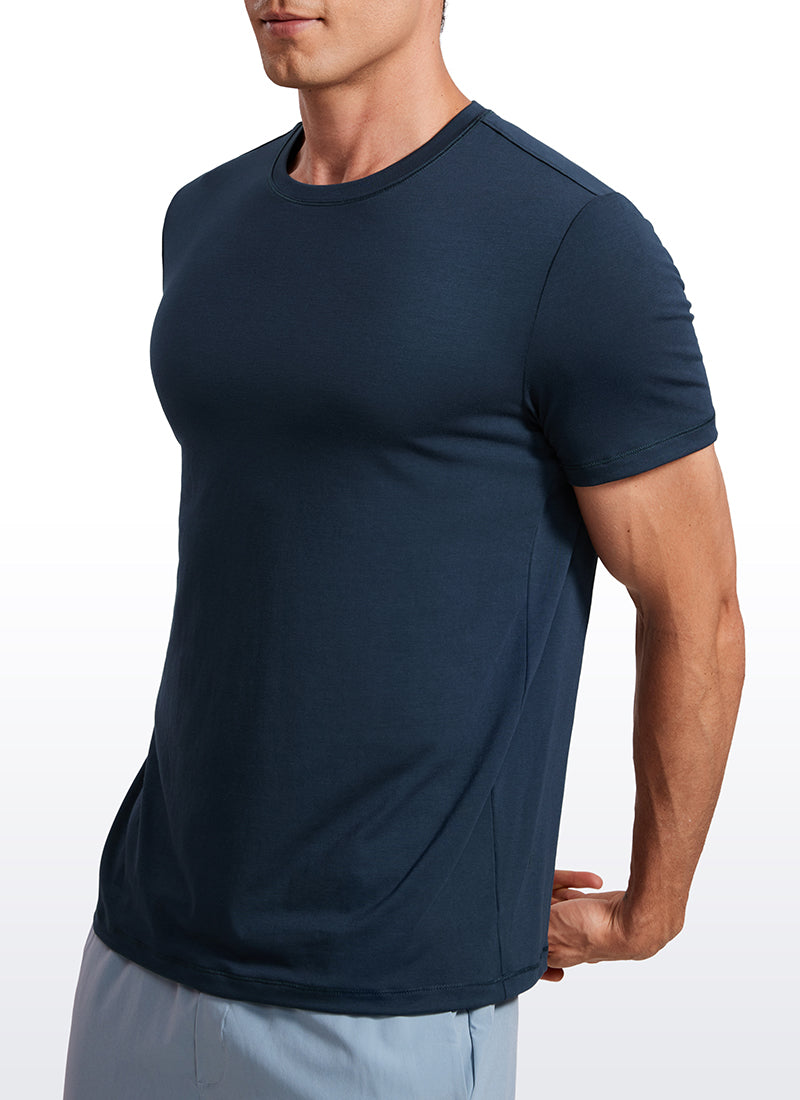 CRZ YOGA Men's Casual Classic Fit Quick Dry Crew Neck Short Sleeves White Opal