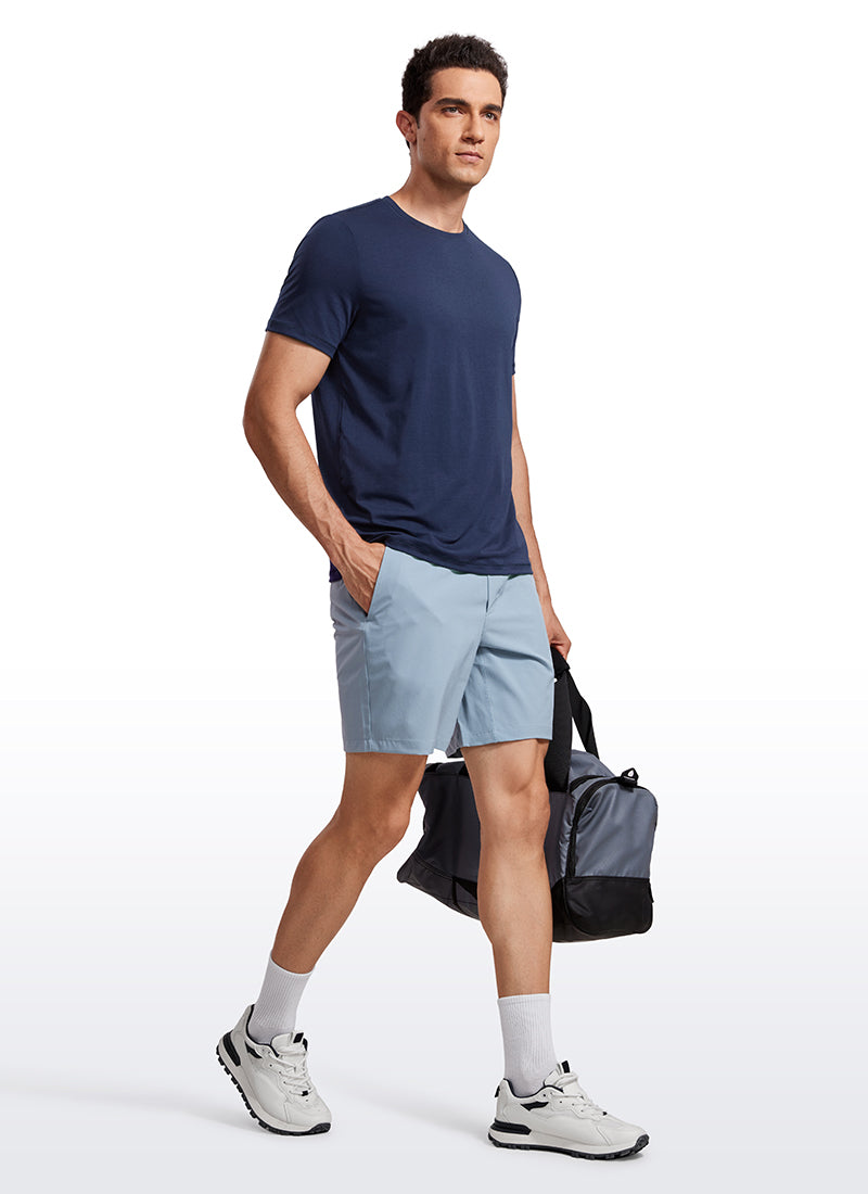 CRZ YOGA Men's Casual Classic Fit Quick Dry Crew Neck Short Sleeves Night Sea Blue