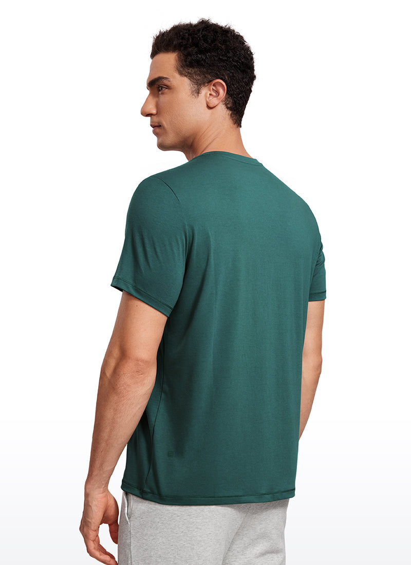 CRZ YOGA Men's Casual Classic Fit Quick Dry Crew Neck Short Sleeves Forest Green