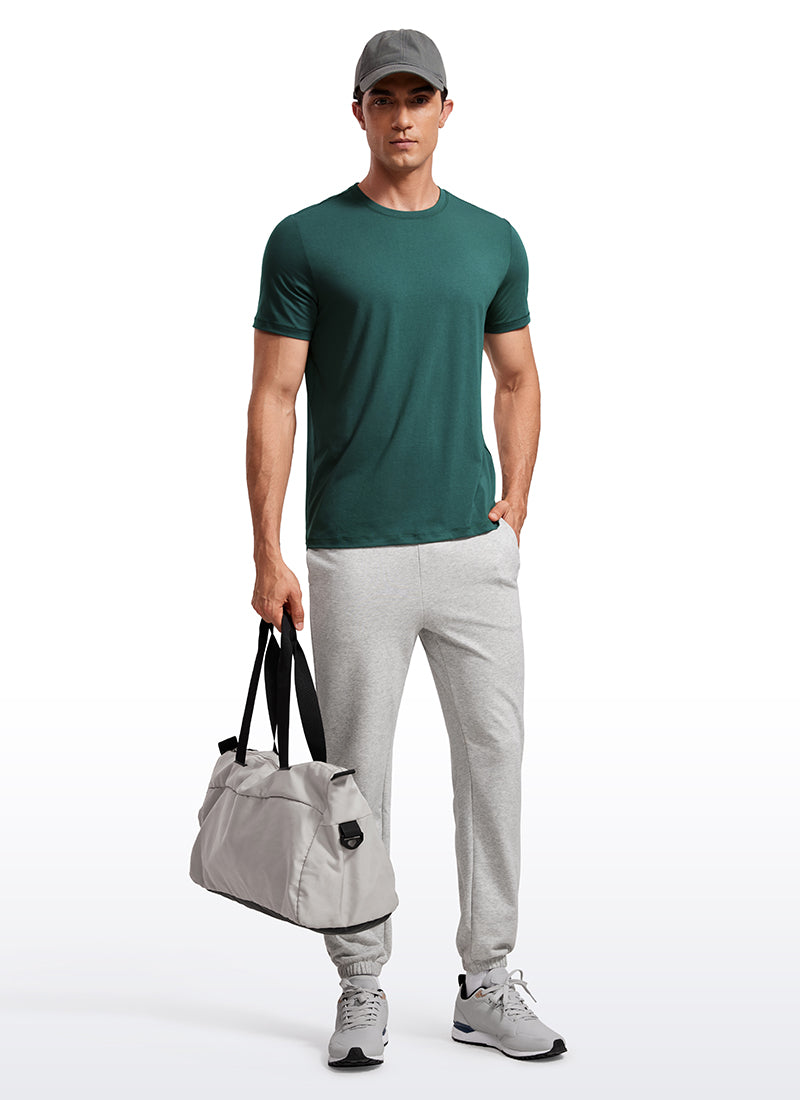 CRZ YOGA Men's Casual Classic Fit Quick Dry Crew Neck Short Sleeves Night Sea Blue