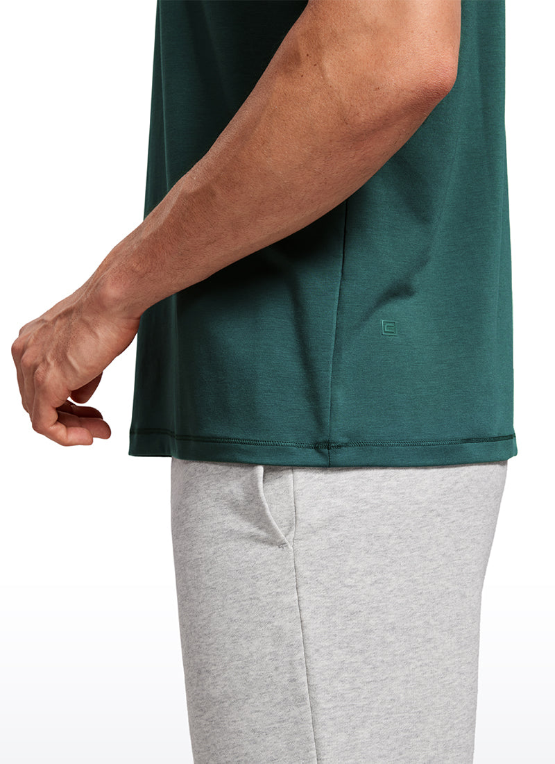CRZ YOGA Men's Casual Classic Fit Quick Dry Crew Neck Short Sleeves Forest Green