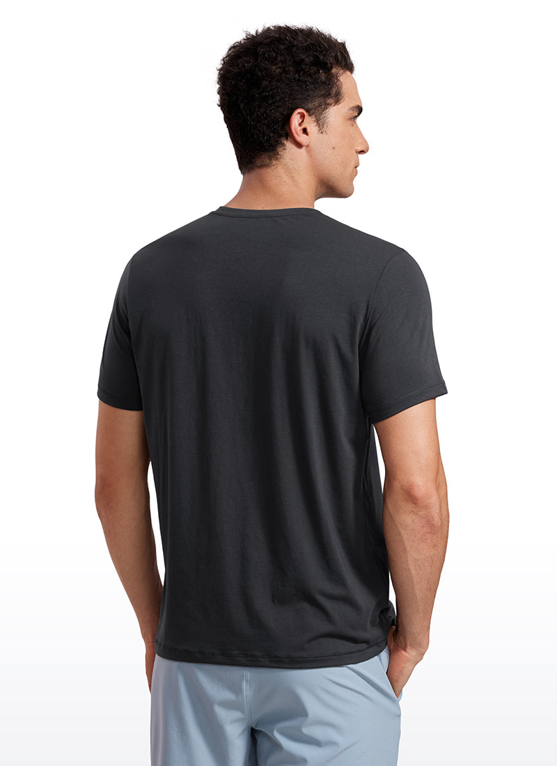 CRZ YOGA Men's Casual Classic Fit Quick Dry Crew Neck Short Sleeves Mysterious Grey