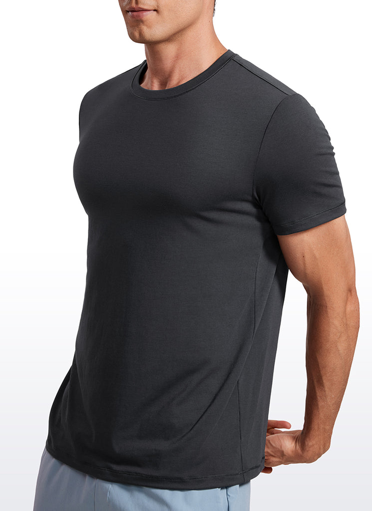 CRZ YOGA Men's Casual Classic Fit Quick Dry Crew Neck Short Sleeves Forest Green