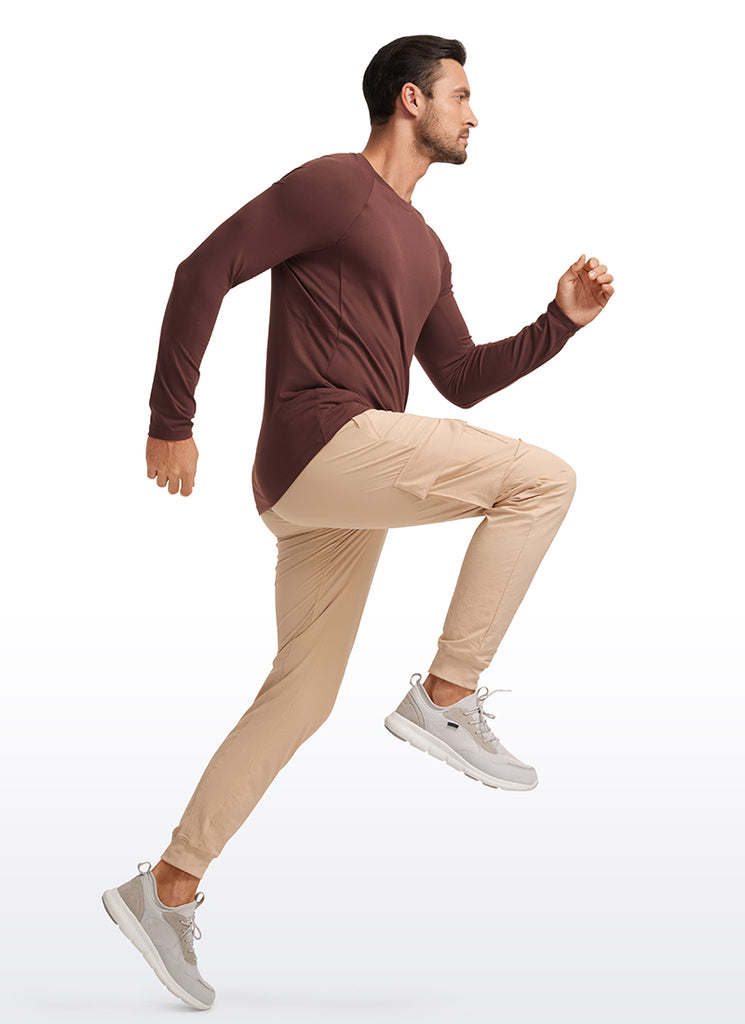 CRZ YOGA Men's Train Slim Fit Shirts Brushed Slim-Fit Long Sleeves White