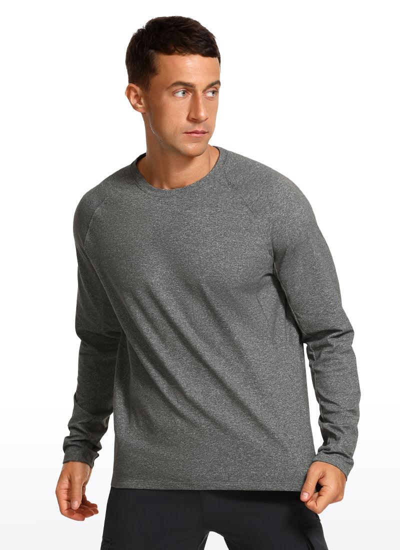 CRZ YOGA Men's Train Slim Fit Shirts Brushed Slim-Fit Long Sleeves Grey Heather
