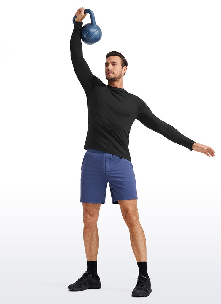 CRZ YOGA Men's Train Slim Fit Shirts Brushed Slim-Fit Long Sleeves Black